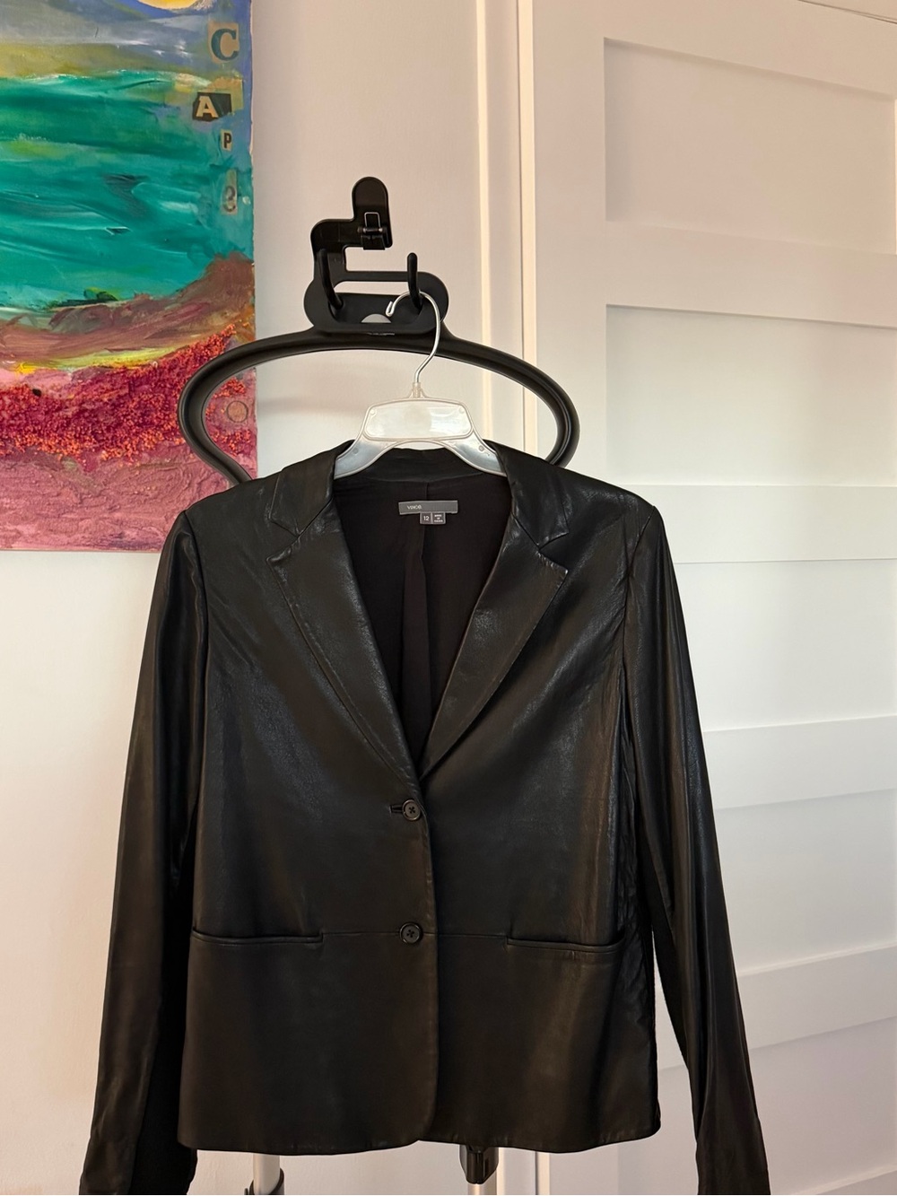 Vince Black Leather Tailored Blazer - Picture 3 of 3